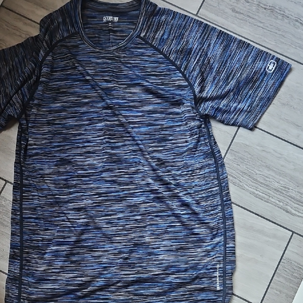 OGIO Endurance Blue and Black Striped T-Shirt